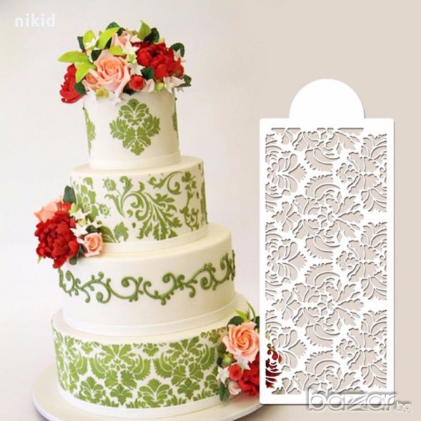 дамаска шаблон стенсил спрей за торта украса кекс декорация с пудра захар, снимка 1