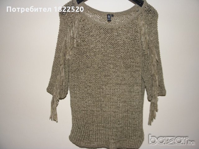 Бежова блуза с ресни, снимка 3 - Блузи с дълъг ръкав и пуловери - 19918103