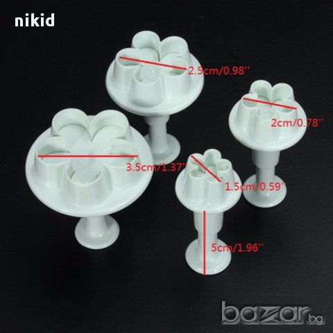 4 цветчета форми с бутало резец за украса декор торта фондан и др, снимка 2 - Форми - 14578533