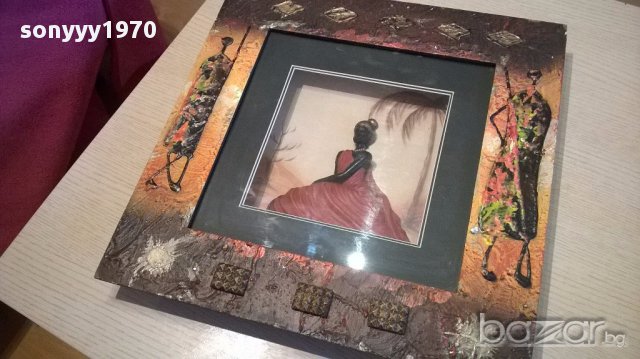 Картина/пластика 40/40см-made in france-внос швеицария, снимка 4 - Антикварни и старинни предмети - 14140966