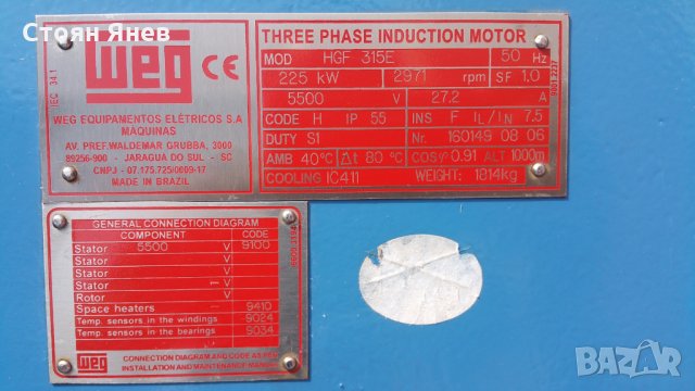 Индукционен електромотор WEG - 225 KW, снимка 18 - Други машини и части - 25118894