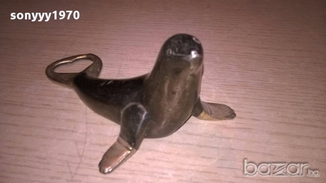 Тюлен-отварачка-масивна и стилна-14х9х8см-внос швеицария, снимка 6 - Антикварни и старинни предмети - 18146792