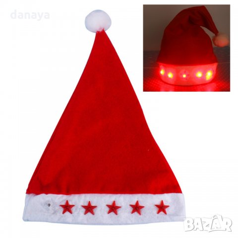 602 Коледна шапка със светещи звездички светеща парти шапка 37см, снимка 7 - Шапки - 23319668