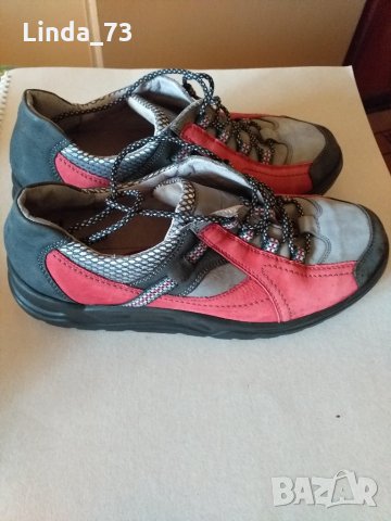 Дам.обувки/маратонки-/ест.кожа/-"JANINA"-№39-цвят-черно+червено. Закупени от Германия., снимка 2 - Дамски ежедневни обувки - 24927287
