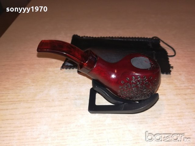 лула с поставка/стоика и кожен калъф-13х5х4см-внос швеицария, снимка 7 - Лули - 20798539