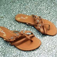 Дамски летни чехли, кафяв цвят, снимка 4 - Чехли - 18584488