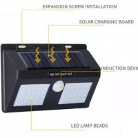 Соларна лампа със сензор за движение с 40 диода , снимка 2 - Лед осветление - 25874610