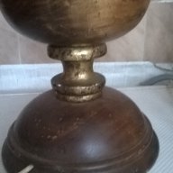 стара нощна лампа от дърво и метал, снимка 2 - Настолни лампи - 15066013