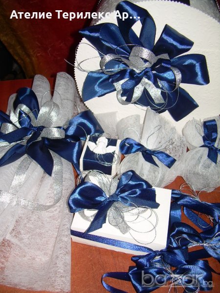 КОМПЛЕКТ ЗА КРЪЩЕНЕ В БЯЛО И КРАЛСКО СИНЬО, снимка 1