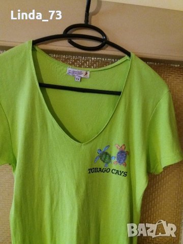 Дам.тениска-"100% Girls"-/памук/-гущерово зелена. Закупена от Италия., снимка 3 - Тениски - 21961913