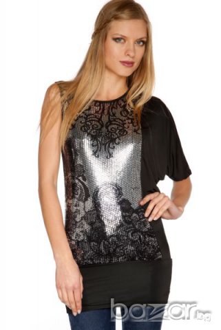 Черна парти блуза, снимка 2 - Корсети, бюстиета, топове - 7077138