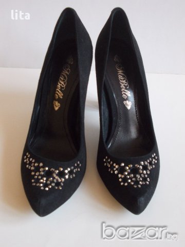 Официални велурени обувки № 37, снимка 1 - Дамски обувки на ток - 16516918