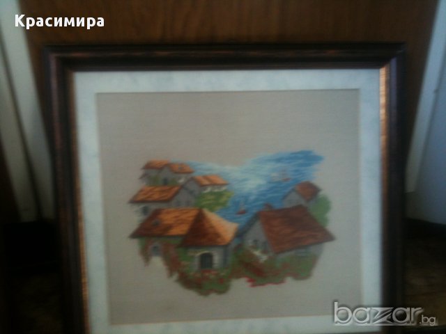 Гоблен"Къщички до морето", снимка 2 - Гоблени - 11497039