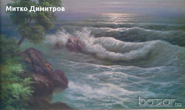 Стара картина Море на Григорий Лебски , снимка 1 - Картини - 10439352