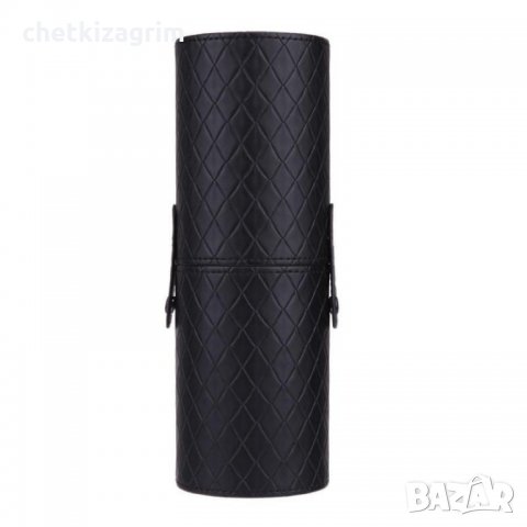 Голям кожен цилиндричен калъф за съхранение на Вашите четки за грим! 
