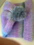 Ръчно плетена шапка с понпон , снимка 2