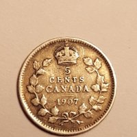 Rare. 5 CENTS 1907 CANADA, снимка 4 - Нумизматика и бонистика - 18733331