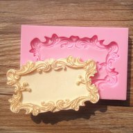 правоъгълна рамка табела силиконов молд форма украса декорация торта фондан тесто гипс отливка калъ, снимка 1 - Форми - 17180692