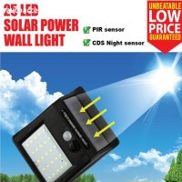 Водоустойчива соларна лампа с инфрачервен PIR Сензор за движение 25 LED IP65, снимка 2 - Аксесоари и консумативи - 23969479