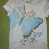 Бяла тениска Н&М за момиче на 4-6 години, размер 110/116, нова, снимка 2 - Детски тениски и потници - 18615016
