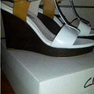 Сандали Clarks Orleans White&Brown Wedge Leather Sandals, снимка 4 - Сандали - 12407534