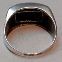 Стар сребърен руски СССР пръстен с оникс и злато, снимка 9 - Пръстени - 22801042