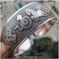 Широка гривна от тибетско сребро – разновидности, снимка 2 - Гривни - 9530873
