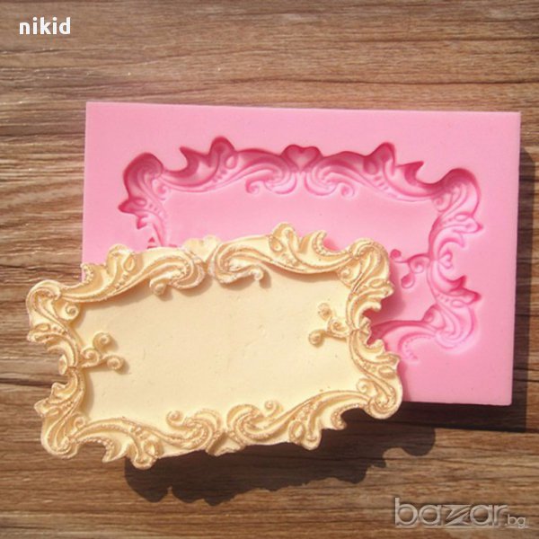 правоъгълна рамка табела силиконов молд форма украса декорация торта фондан тесто гипс отливка калъ, снимка 1