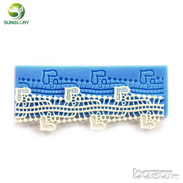 2 реда и сърца подложка силиконов молд захарна дантела за гъмпейст , снимка 1