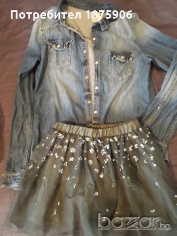 Тюлена поличка в сиво с пайети "Zara", снимка 3 - Детски рокли и поли - 21027291