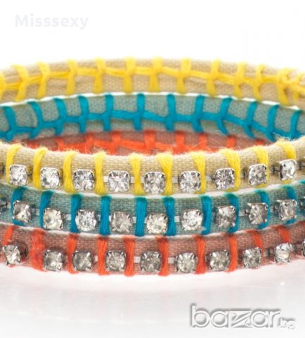 ПРОМО 🍊 JUICY COUTURE 🍊 Комплект метални цветни гривни с декоративни камъни нов с кутия