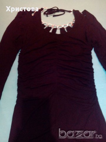 Черна рокля от трико на Miss Sixty,с рязано деколте,прикачено към колие,S.., снимка 3 - Рокли - 16434514