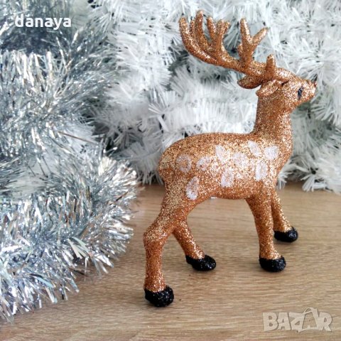 Коледен сувенир брокатено еленче коледна декорация 8х13см, снимка 2 - Декорация за дома - 23282124