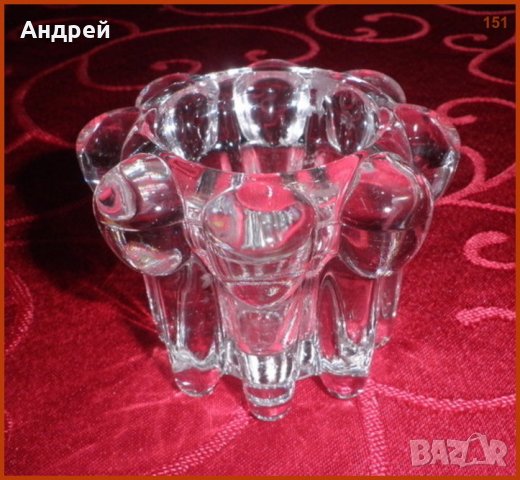 Красив кристален свещник,направен  във Франция, снимка 2 - Декорация за дома - 23410649