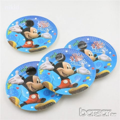 Мики Маус 10 бр парти чинии чинийки