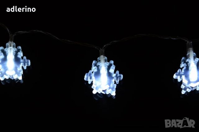 3 броя декоративна верига с 20 лед диода с мотиви Коледна звезда, Снежинка и Коледно дърво, батерии,, снимка 5 - Декорация за дома - 25043474