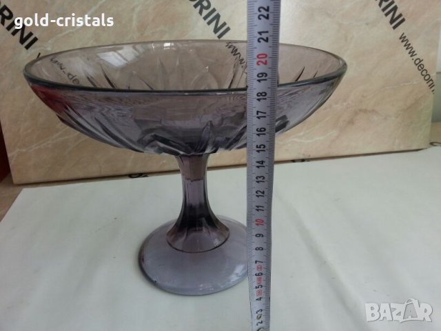 антикварна купа фруктиера цветно лилаво стъкло, снимка 6 - Антикварни и старинни предмети - 26107103