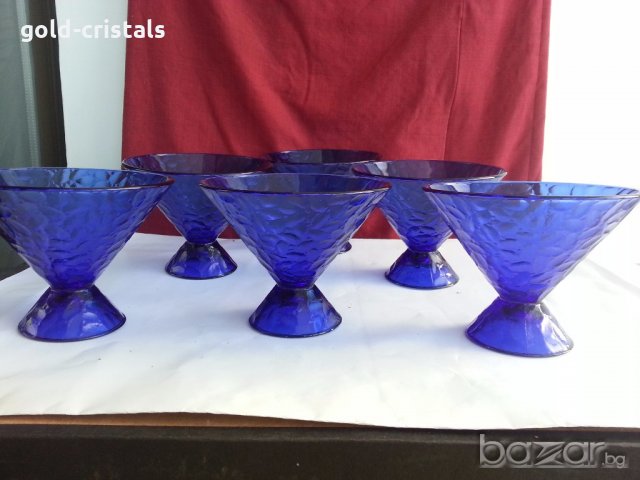 чаши купи кобалтово синьо стъкло, снимка 12 - Антикварни и старинни предмети - 20529394