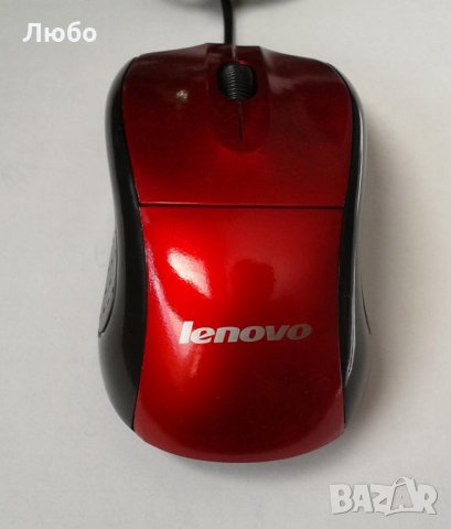 Червена USB мишка Lenovo, снимка 2 - Клавиатури и мишки - 25888607