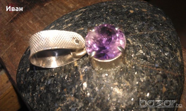 Висулка от натурален аметист 3,9кт, снимка 3 - Колиета, медальони, синджири - 19093723