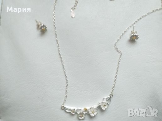 Сребърно колие , снимка 2 - Бижутерийни комплекти - 23436118