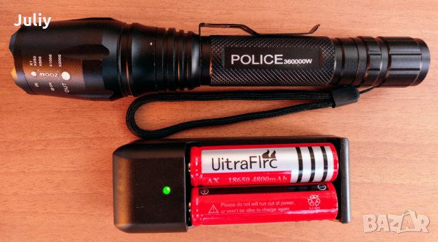  Police Xml-t6 / 5 Watt /с две батерии, снимка 10 - Къмпинг осветление - 23357531