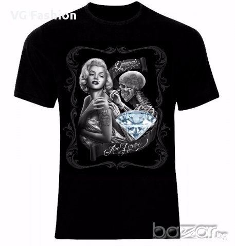 Marilyn Monroe Diamonds Are Forever Skeleton Skull Тениска Мъжка/Дамска S до 2XL, снимка 1 - Тениски - 15352830
