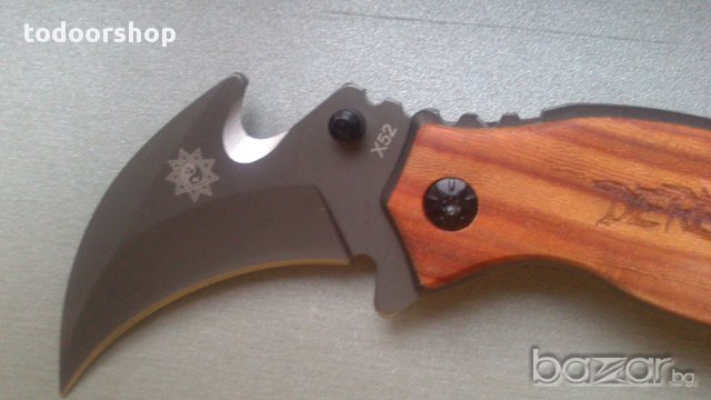 Сгъваем НОЖ КАРАМБИТ DERGSRINA Х52 дървени чирени, снимка 4 - Ножове - 14346708