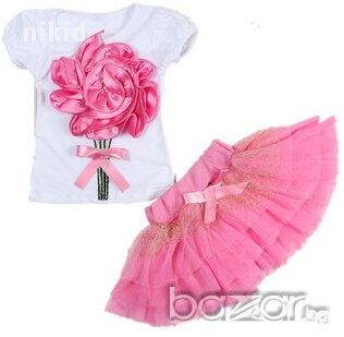 детски туту лот детска пола и блуза с голямо цвете