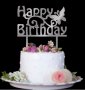 сребрист Happy Birthday с пеперуда твърд Акрил топер за торта украса декорация надпис Рожден ден
