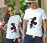 СВЕТИ ВАЛЕНТИН ЗА ВЛЮБЕНИ! LOVE тениски Mickey & Minnie KISS! ПОРЪЧАЙ модел С ТВОЯ ИДЕЯ!, снимка 1 - Тениски - 9672324