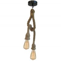 Висящa лампa - Корабно въже -  за две крушки, снимка 1 - Лампи за таван - 20949705