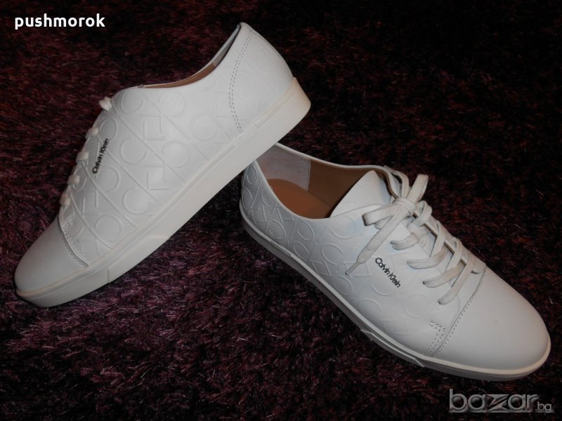 Calvin Klein Women's Imilia Nappa Leather Low-Top Sneakers, White , снимка 1