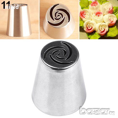 11 накрайник за пош цвете роза  руска дюза за украса декор торта фондан шоколад и др., снимка 1